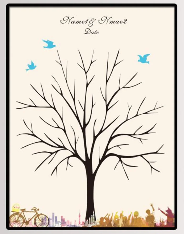 NOVAGO Tableau Toile à empreintes invités 30x40 cm Arbre mariage anniversaire