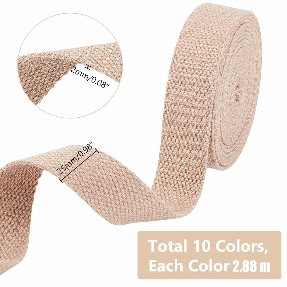 PH PandaHall 10 Couleurs Sangle en Coton Polyester 28.8m 25mm Poignées de Sac