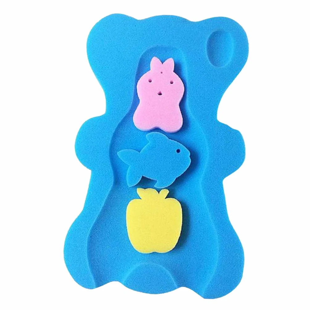 Perfeclan Siège éponge de bain pour bébé, Tapis antidérapant mignon, Coussin de sécurité pour enfants, Bleu
