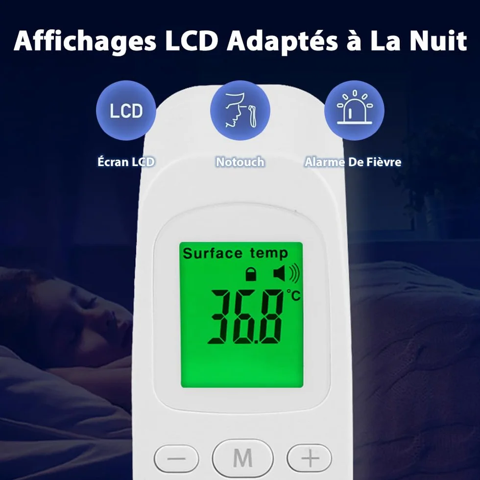 Thermomètre Frontal Médical Digital Sans Contact Infrarouge Précise Écran LCD
