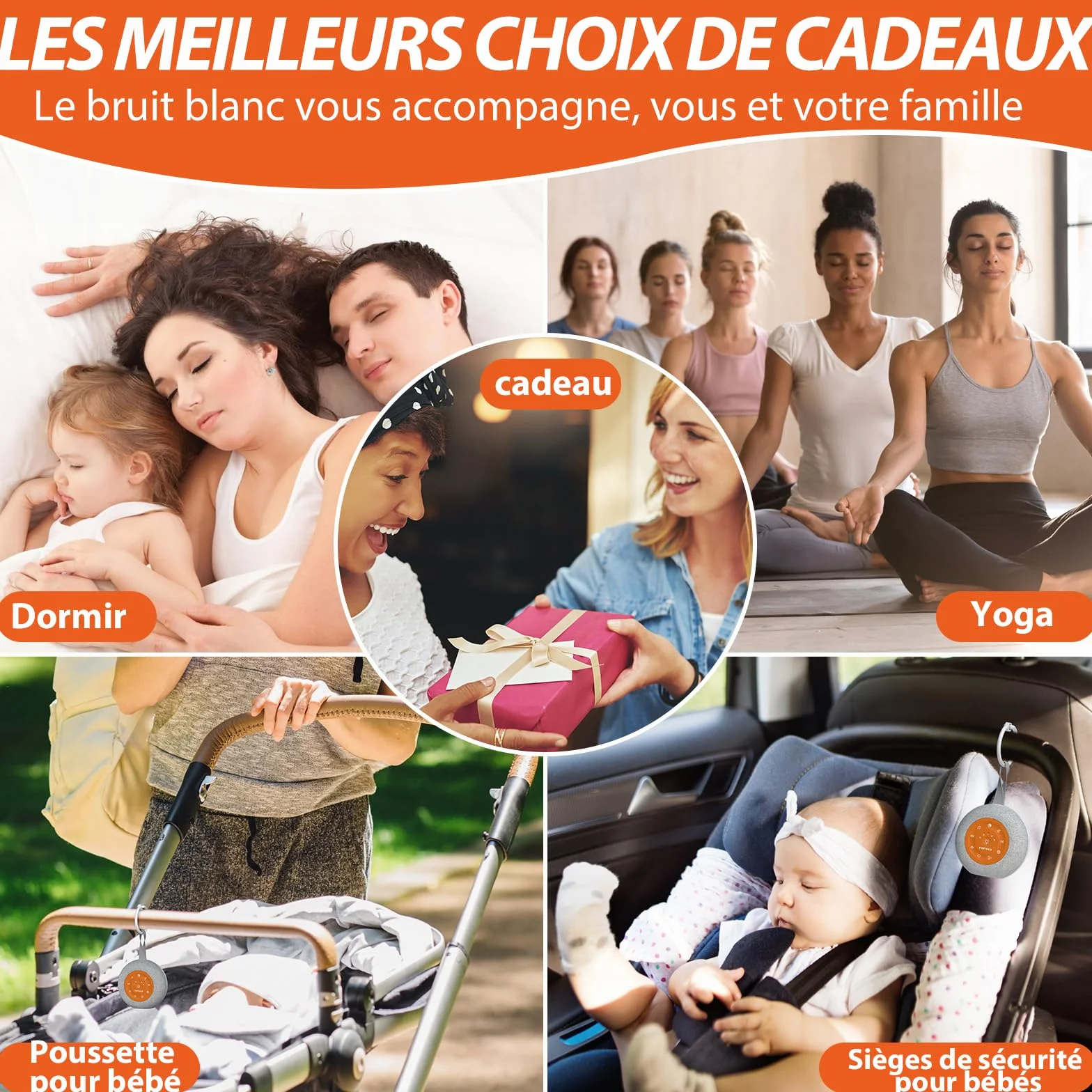 FUNYKICH Machine à Bruit Blanc Bébé 30 Sons Apaisants Veilleuse 7 Couleurs 4 Modes