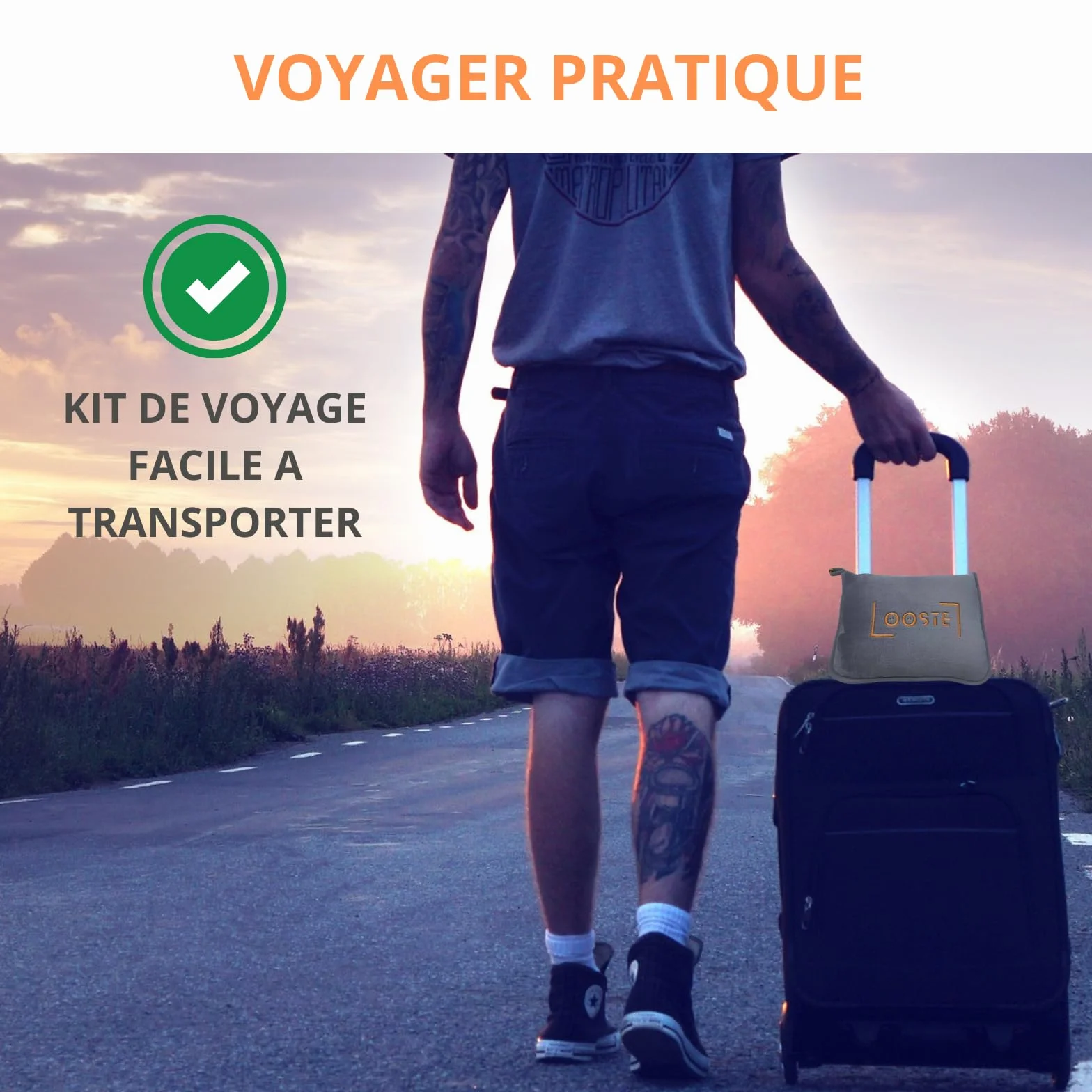 Kit de Voyage 4-en-1 Pliable Compact Couverture Polaire Coussin Gonflable Bouchons d’Oreilles Masque de Sommeil Pochette