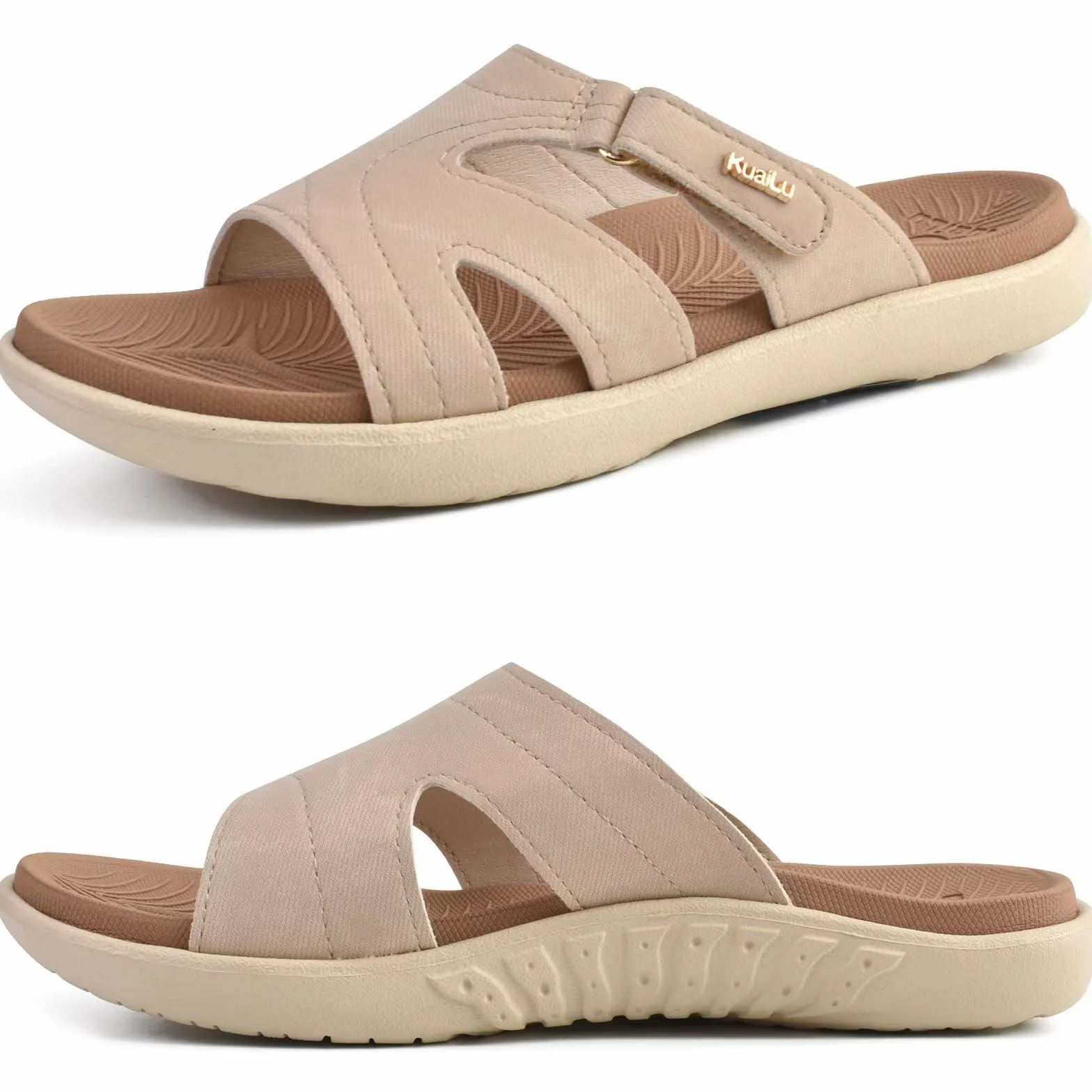 KuaiLu Claquette Femme Orthopédique Legere Soutien Plantaire Sandales Reglables Confort Yoga Mat Plage Piscine Douche Mules