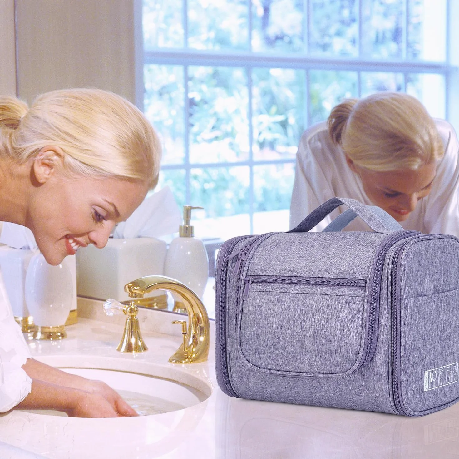 WANDF Grande Trousse de Toilette à Suspendre pour Femme Camping Voyage