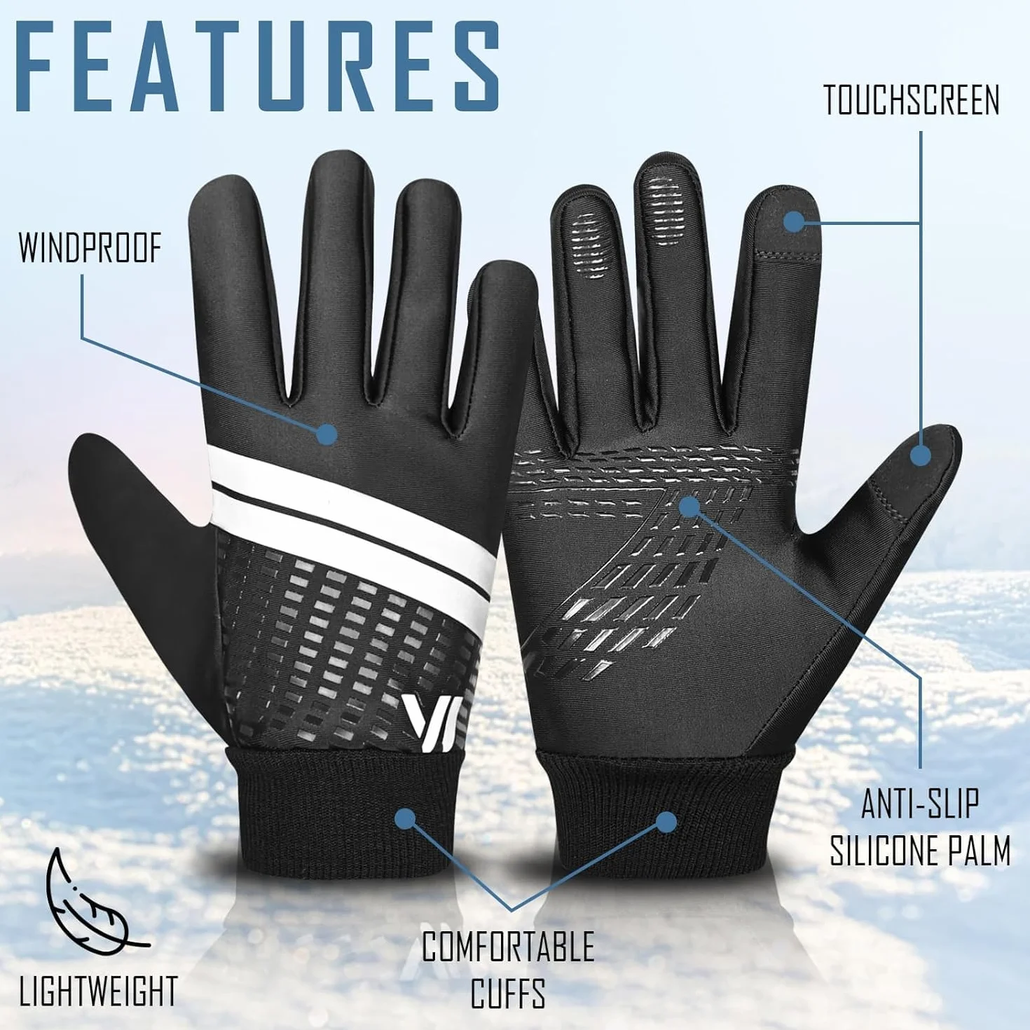 WESTWOOD FOX Gants d'hiver pour enfants mitaines imperméables coupe-vent isolantes thermiques compatibles écrans tactiles
