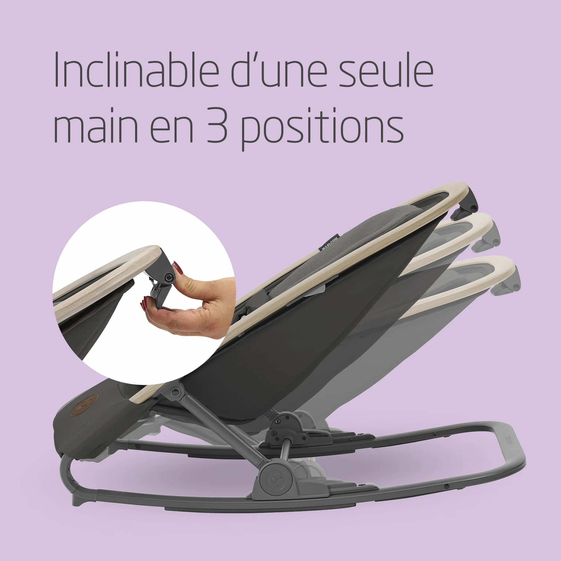 Maxi-Cosi Kori Chaise Transat Bébé 2-en-1 avec Arche à Jouets, 0-2 Ans, jusqu'à 15 kg, Baby Bouncer, 3 Positions d'Inclinaison, Léger & Compact, Harnais Facile à Installer, Eco Care, Beyond Graphite
