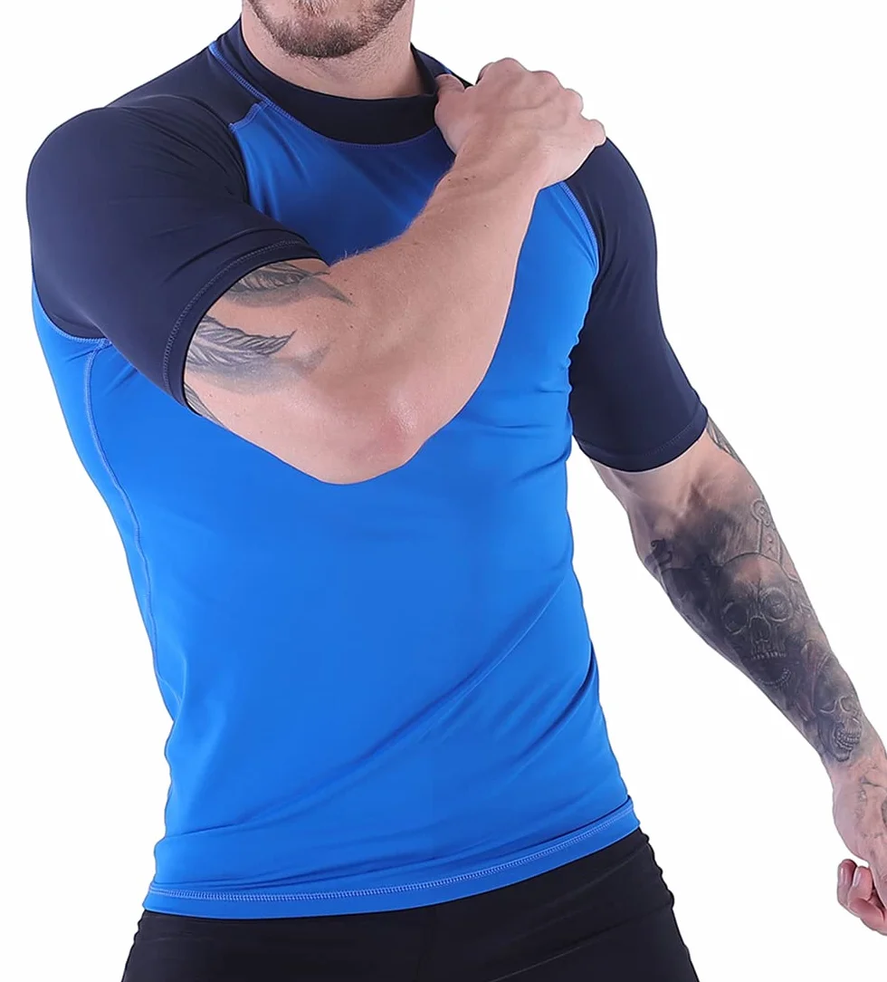 Rash Guard Homme Manches Courtes UV Protection UPF 50+ Anti-UV Haut Surf Plage Natation