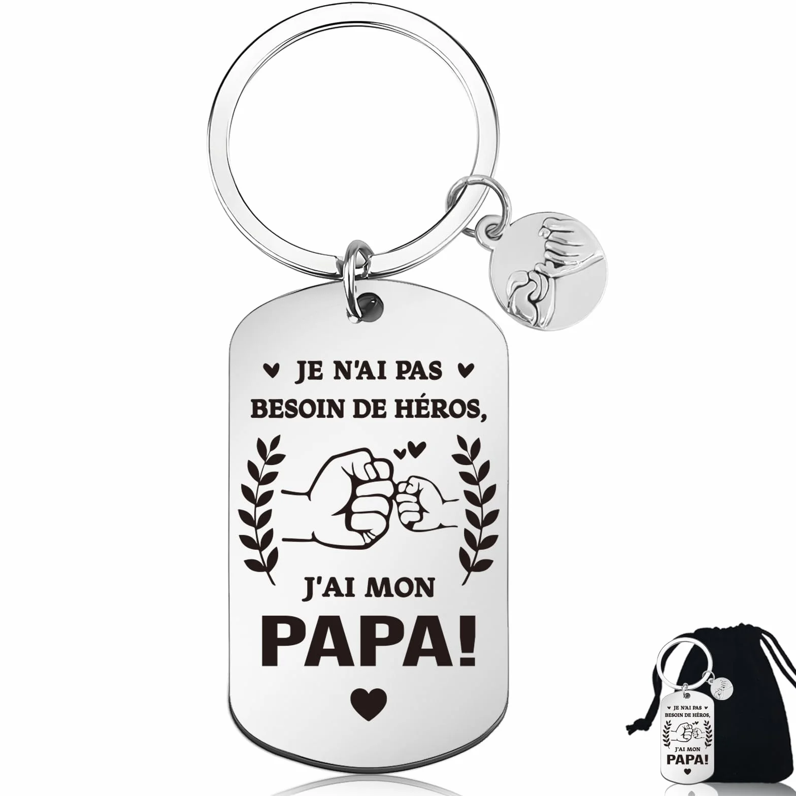 Porte Clef Inoxydable Cadeau Papa Fête des Pères Anniversaire