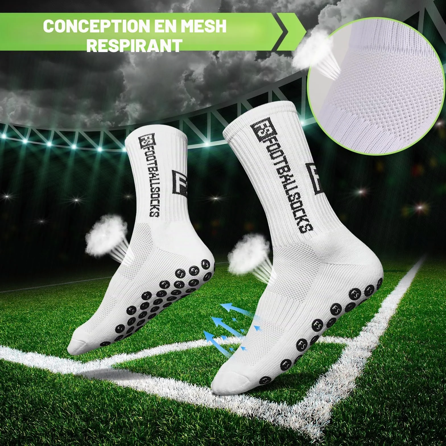 Chaussettes Foot Enfant Antidérapantes Orteils Renforcés Maille Respirante 3 Paires