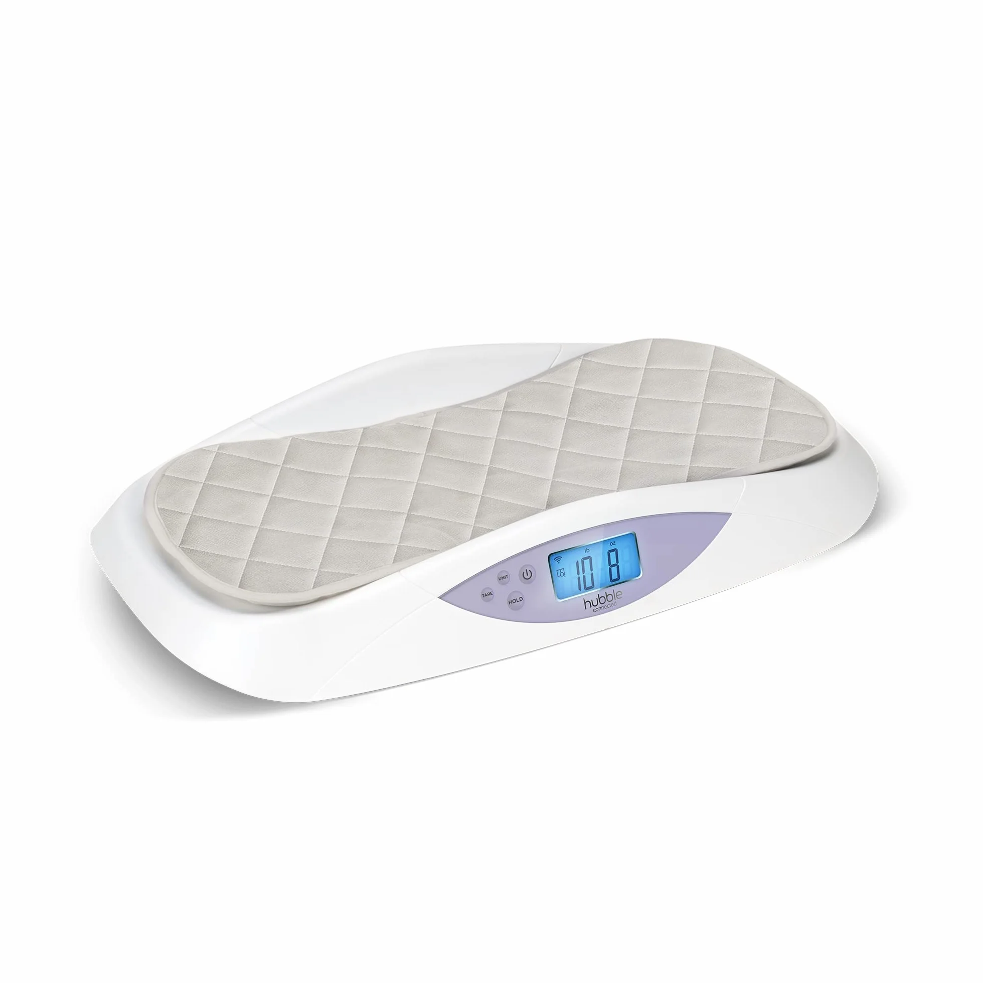 Hubble Connected Grow Pèse-bébé Bluetooth intelligent avec écran LCD, suivi du poids, matelas à langer doux, technologie 4 capteurs