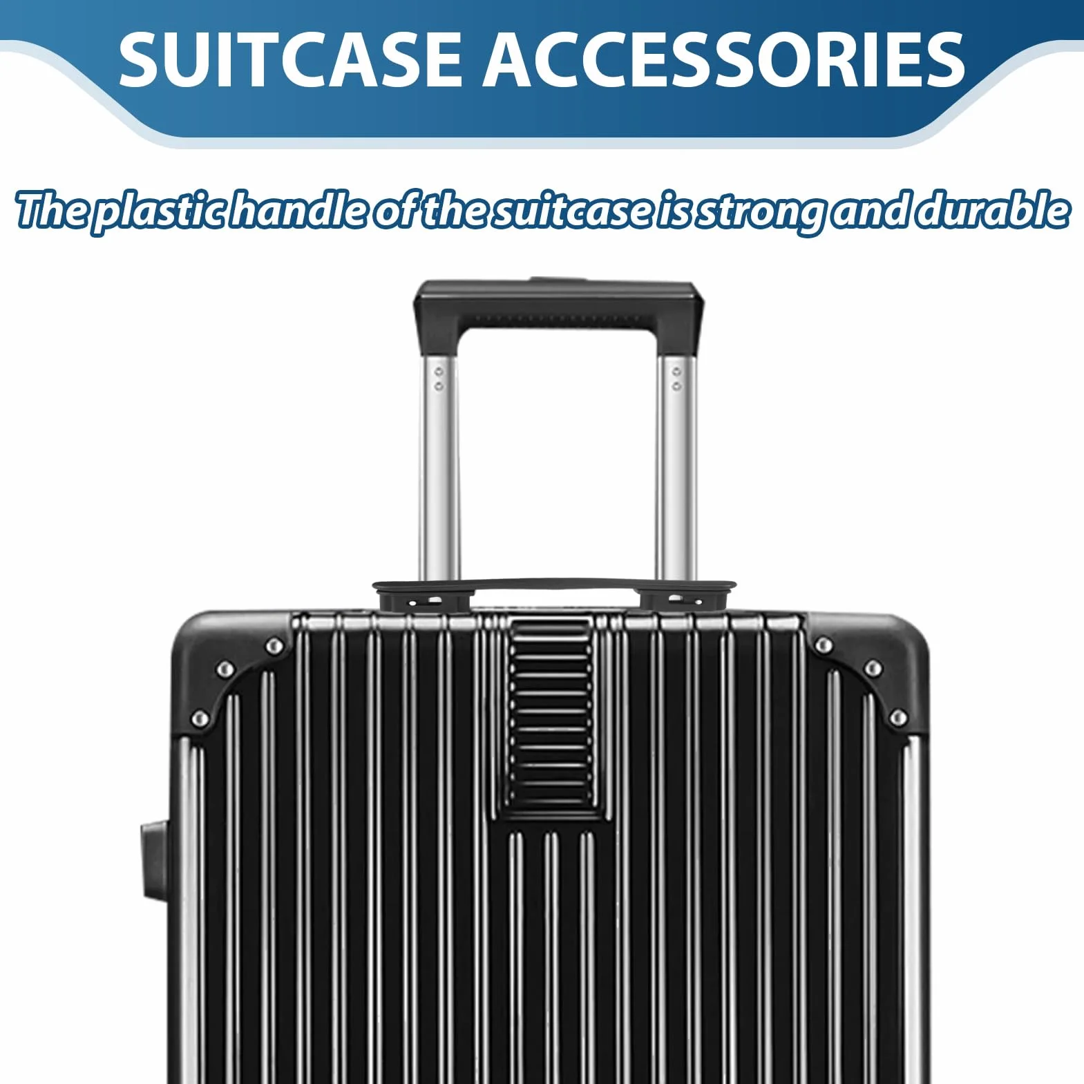 Poignée de Valise Télescopique Robuste Noire, Pièce de Remplacement pour Bagages de Voyage