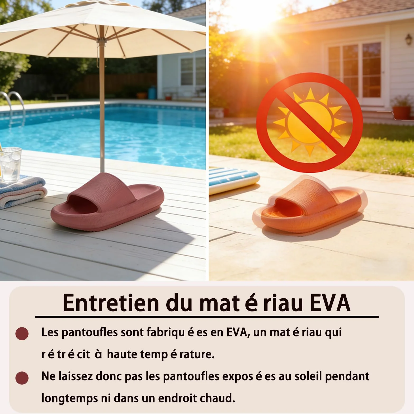 Claquettes Femme Hommes Antidérapant Sandales Pantoufles Confortable Léger Piscine Plage