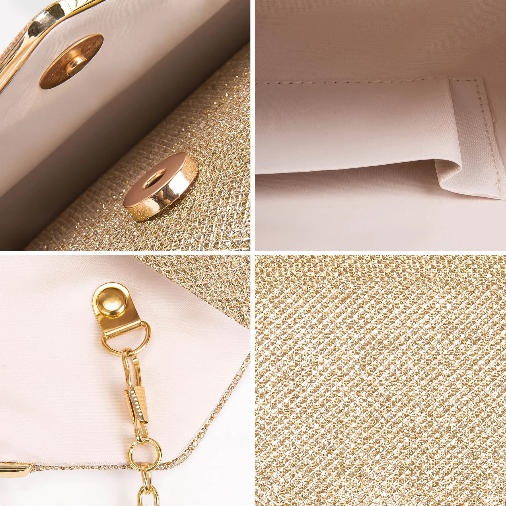 Larcenciel Pochette Enveloppe Sac de Soirée Paillettes Argenté Rose