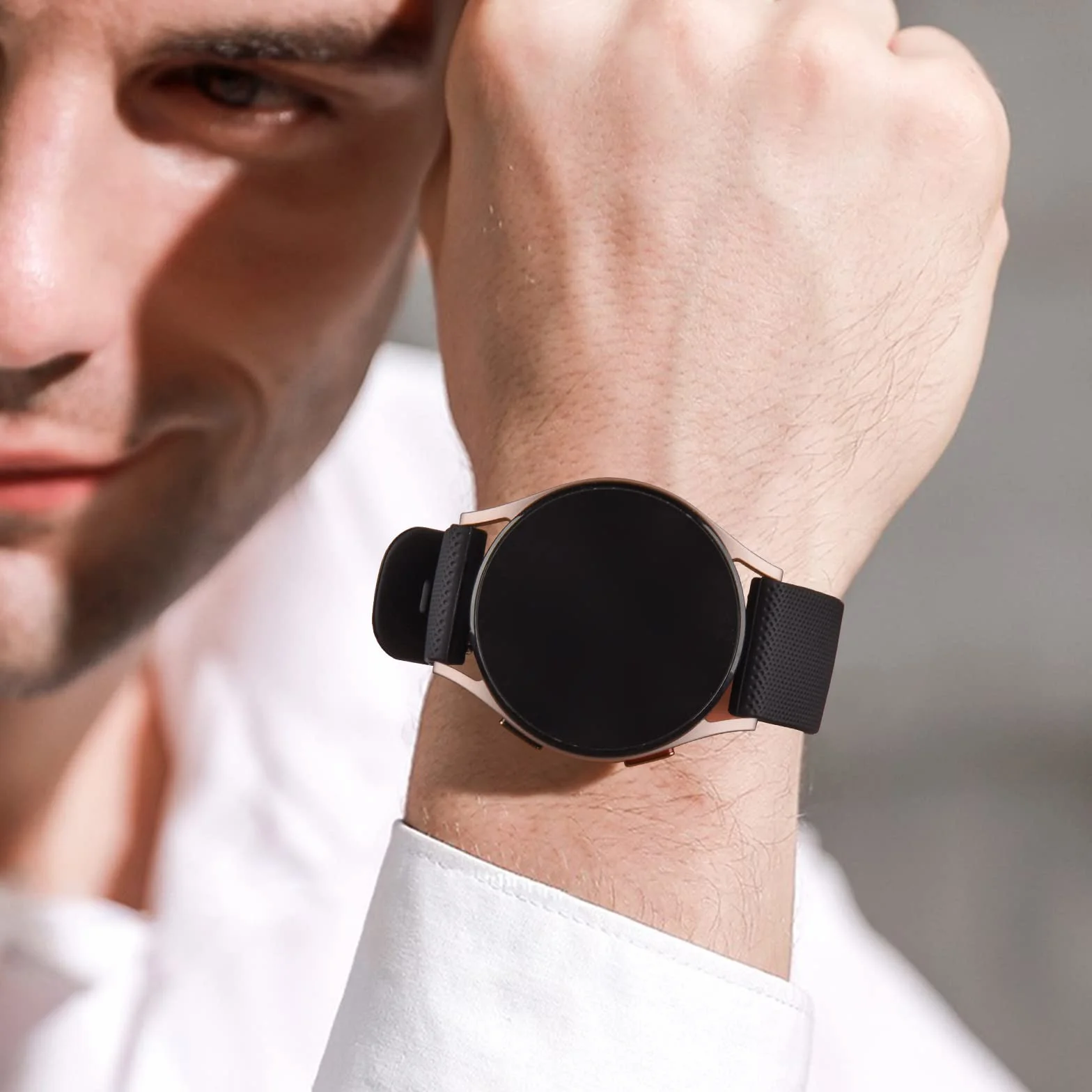 Bracelet de Montre en Silicone 22mm Wanme, Souple Remplacement Dégagement Rapide Boucle Même Couleur Noir