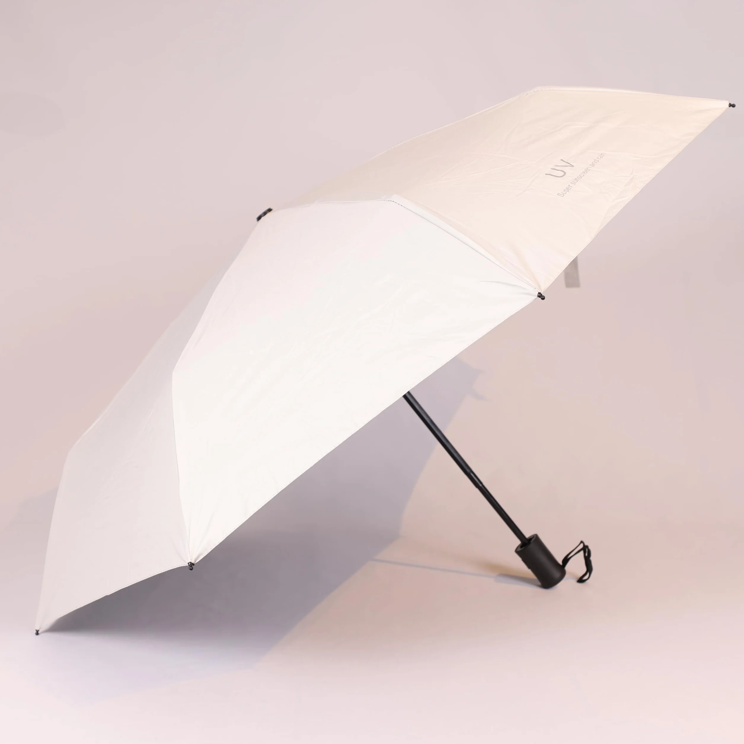 Parapluie Pliant Anti-UV Double Couche Thermo-Protecteur Blanc Réfléchissant Intérieur Noir Compact Léger Ouverture Automatique Hajj Omra