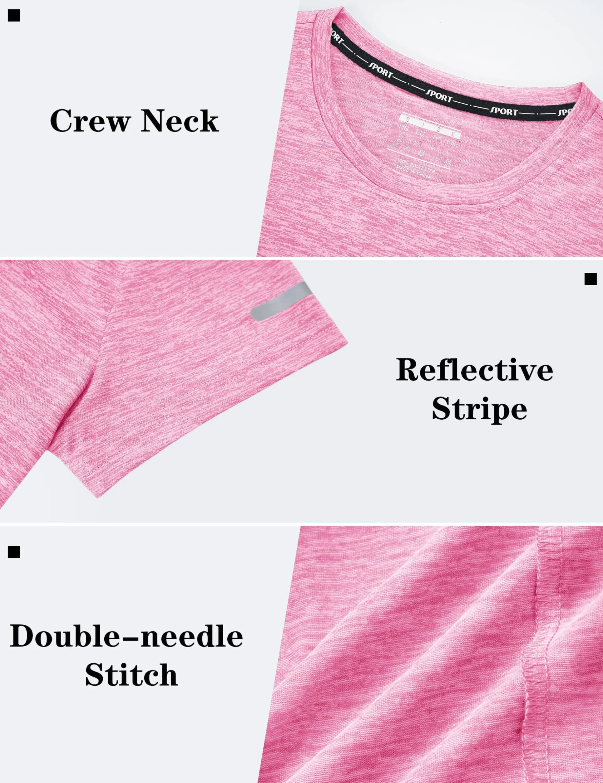 T-Shirt de Course à Pied pour Femme Polyester avec Col Rond