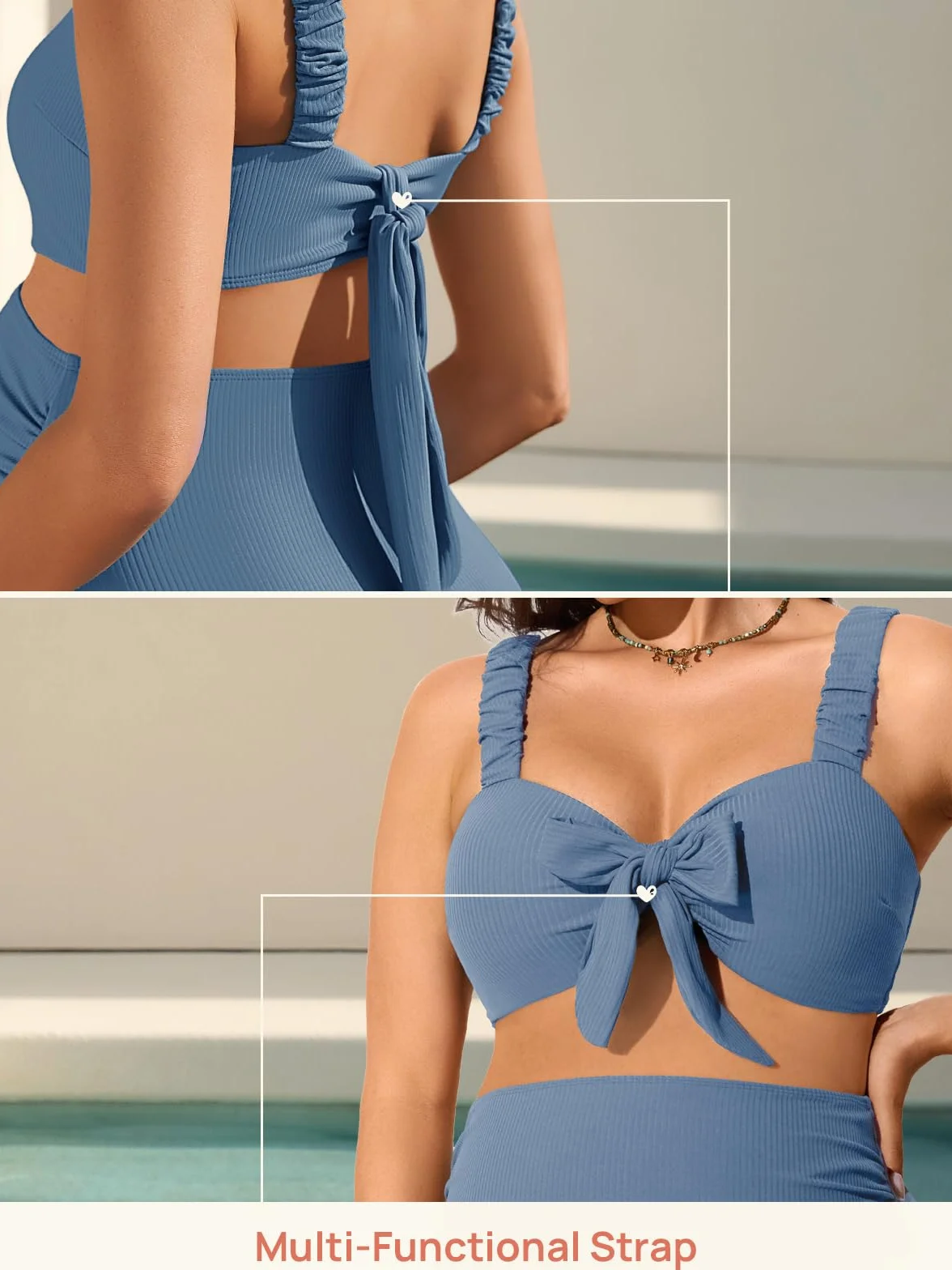 Maillot de bain de maternité côtelé Summer Mae - Taille haute deux pièces haut court grossesse