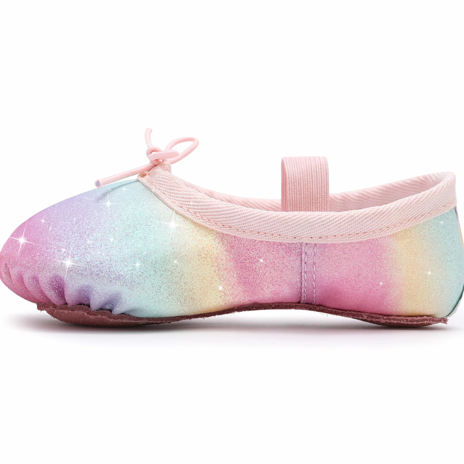 Chaussures de ballet pour filles - Chaussons de danse en cuir à paillettes - Ballerines plates semelle complète
