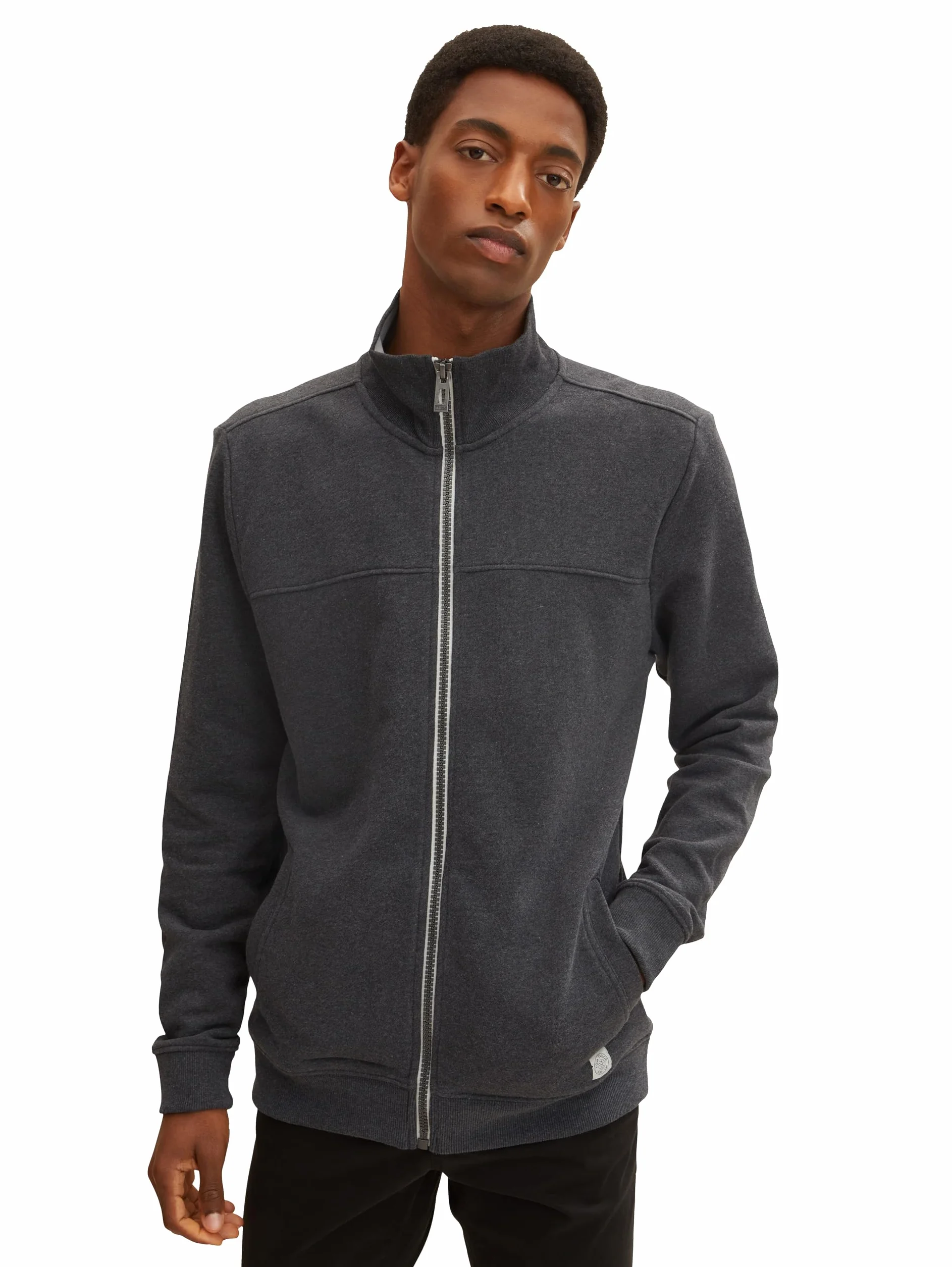 TOM TAILOR Hommes Veste sweat à col montant