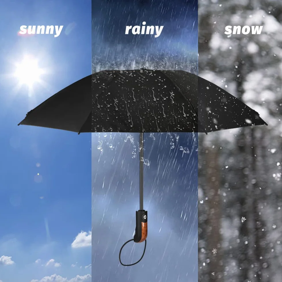 Parapluie Pliant Automatique Imperméable Homme Noir 106 cm 10 Baleines Anti Vent
