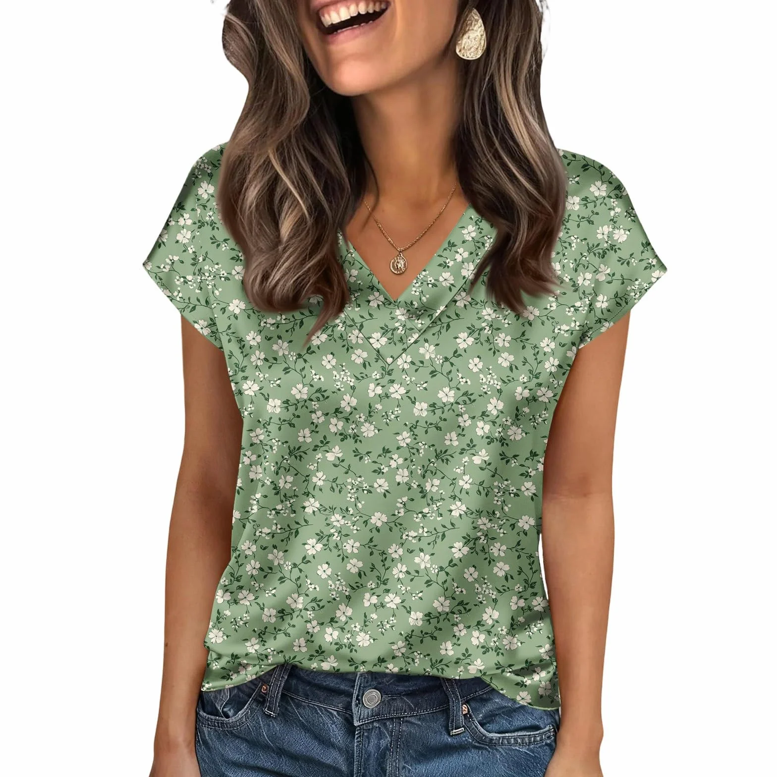 Tee Shirt Manche 3/4 Été Grande Taille Sport Col V