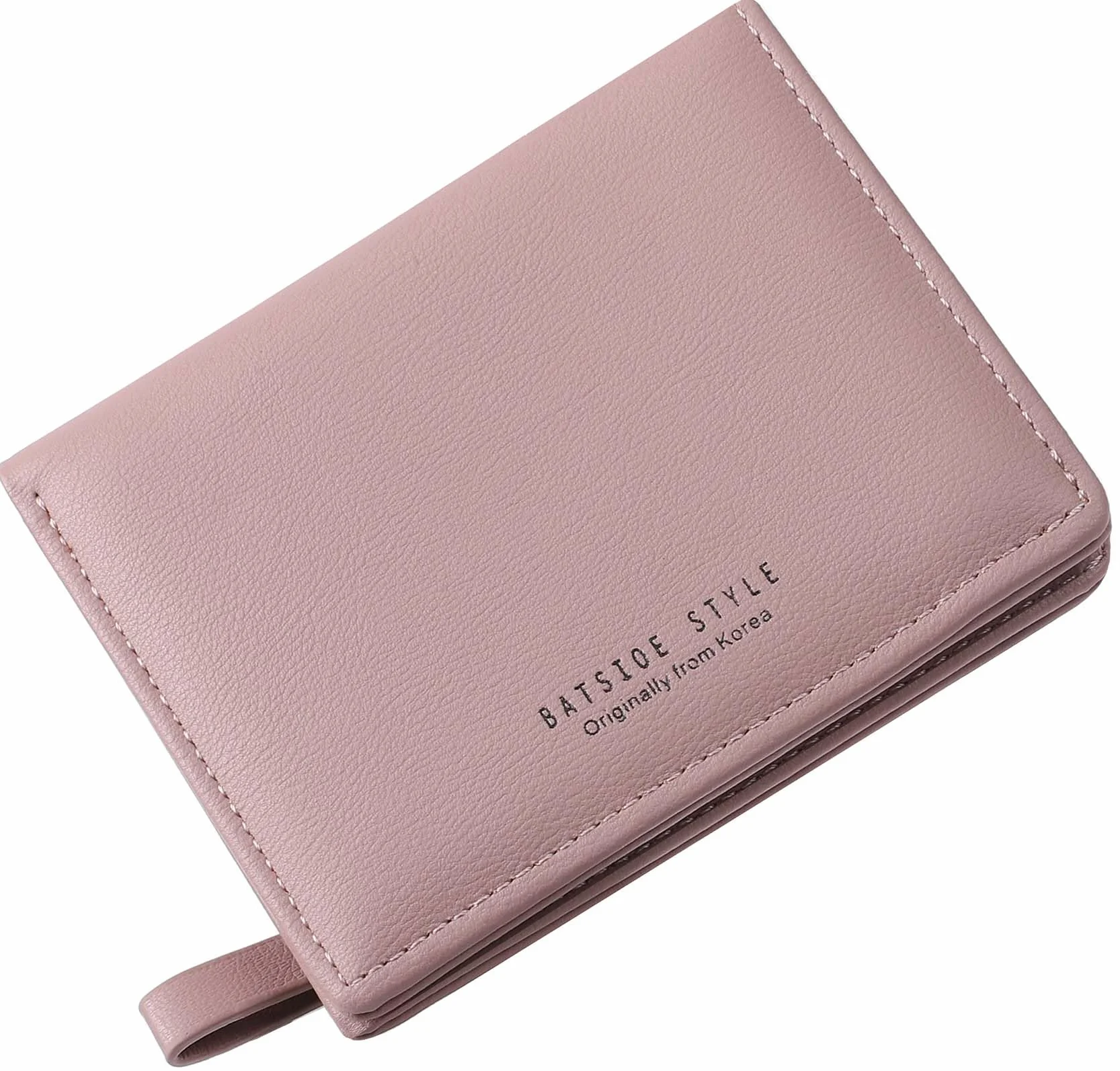 Portefeuille Femme Cuir Petit Porte Monnaie Slim avec Fermeture éclair Rose foncé