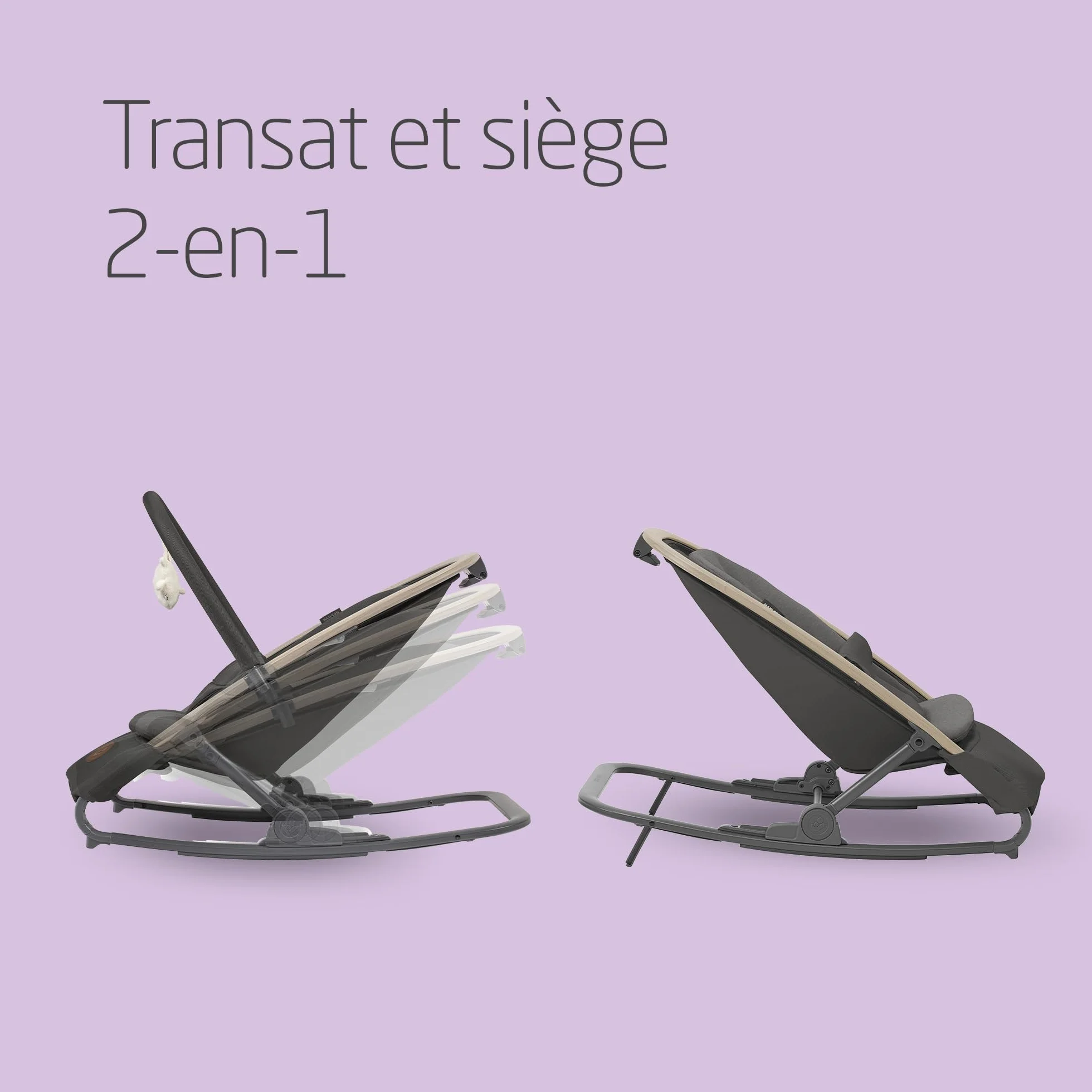 Maxi-Cosi Kori Chaise Transat Bébé 2-en-1 avec Arche à Jouets, 0-2 Ans, jusqu'à 15 kg, Baby Bouncer, 3 Positions d'Inclinaison, Léger & Compact, Harnais Facile à Installer, Eco Care, Beyond Graphite
