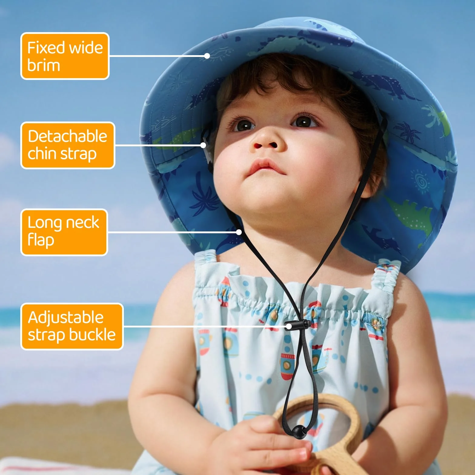 Dreshow Bébé Chapeau de Soleil Casquette Protège Nuque Enfant Fille Garçon Protection