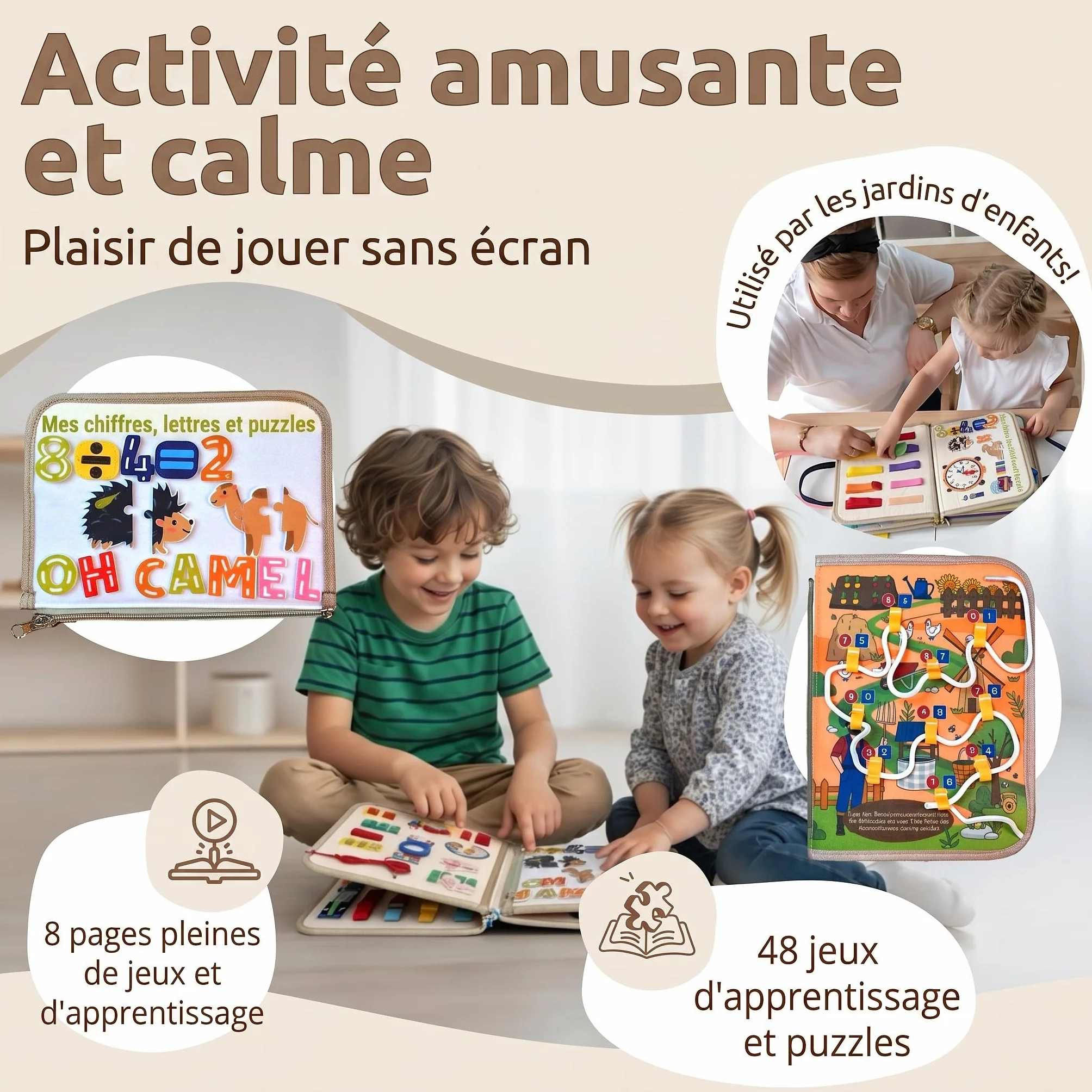 Mallie Montessori Busy Board en Français pour 1 2 3 Ans avec Jeu de Rôle & Marionnettes