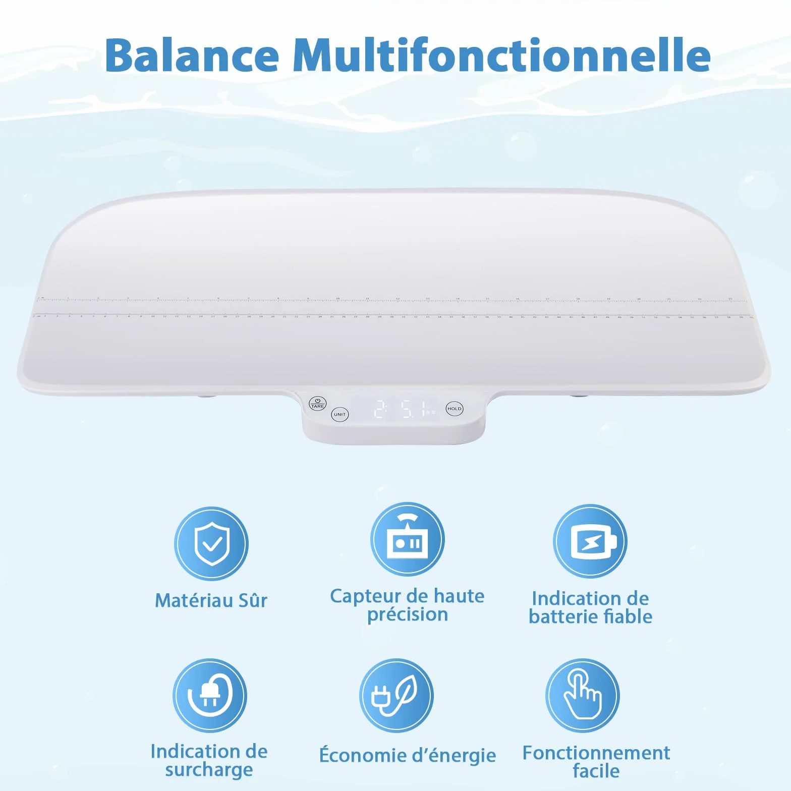 GOPLUS Pèse-Bébé Numérique 30 Kg, Fonctions de Maintien et de Tare, Affichage LED