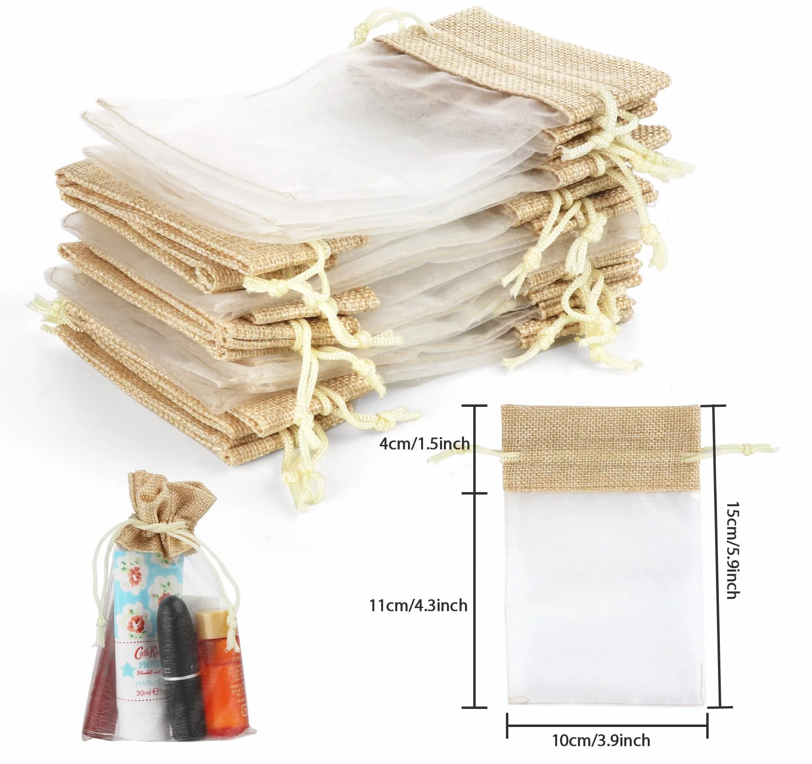 Pochettes Cadeau en Organza 30 Sachets 10x15cm avec Cordon de Serrage Réutilisable pour Bijoux Mariage Bricolage