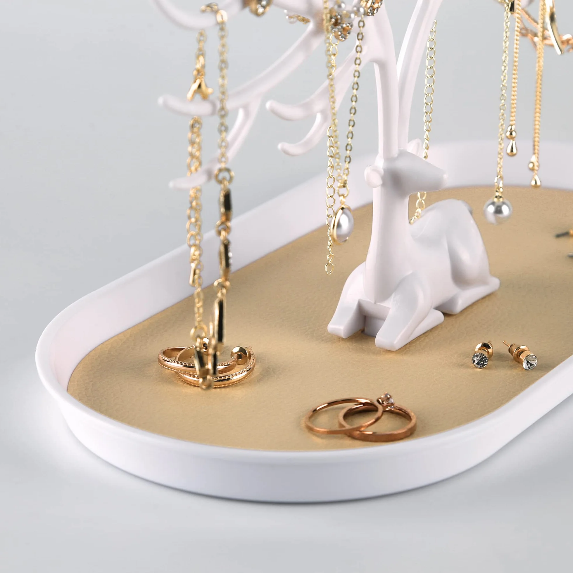 MORE&LESS Présentoir de bijoux en bois de cerf, rangement pour bagues boucles d'oreilles collier bracelet