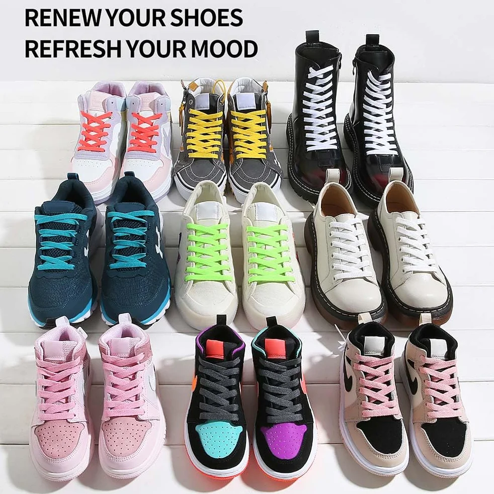 VSUDO Lacets Plats pour Baskets Sneakers 8mm 29 Couleurs 14 Longueurs