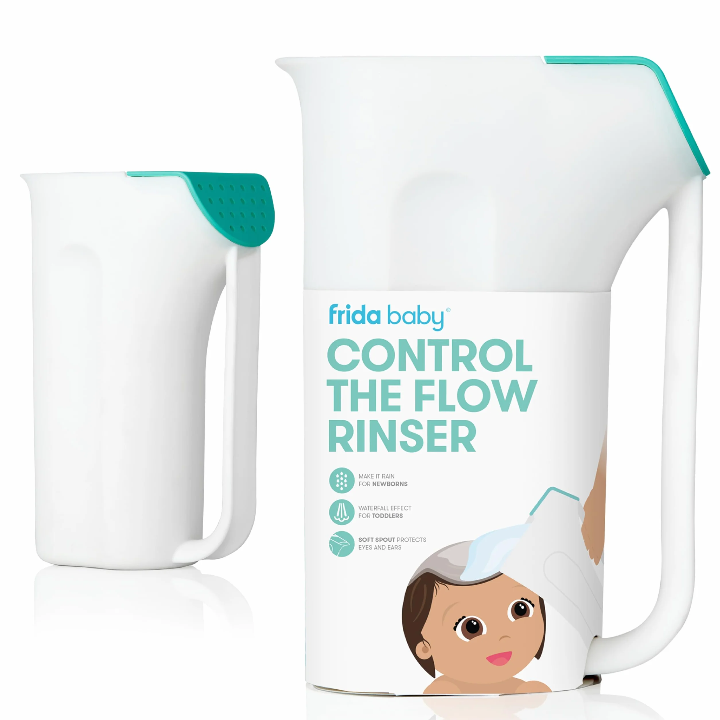 Frida Baby Tasse de rinçage Control The Flow pour le bain avec poignée facile à prendre en main