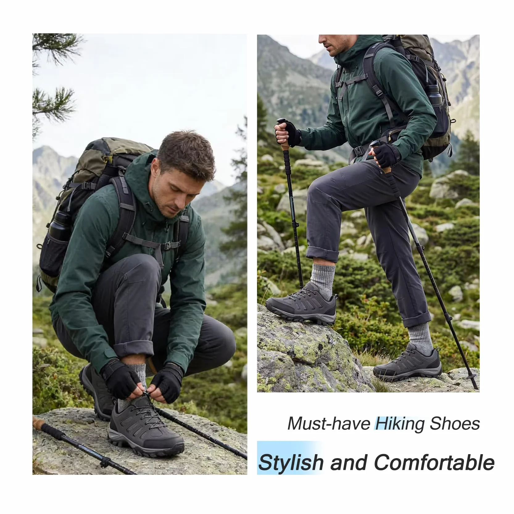 Chaussures de Randonnée Homme Basses Stabilité Adhérence Semelles Confort Antidérapantes Respirantes Légères