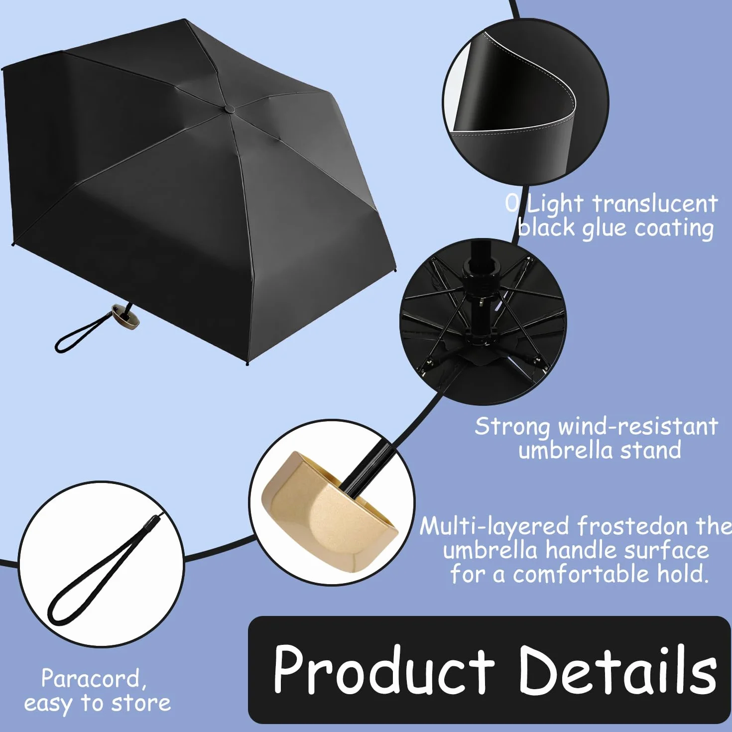 Parapluie Pliant Compact UV50+ Protection Soleil Pluie Portable Hommes Femmes