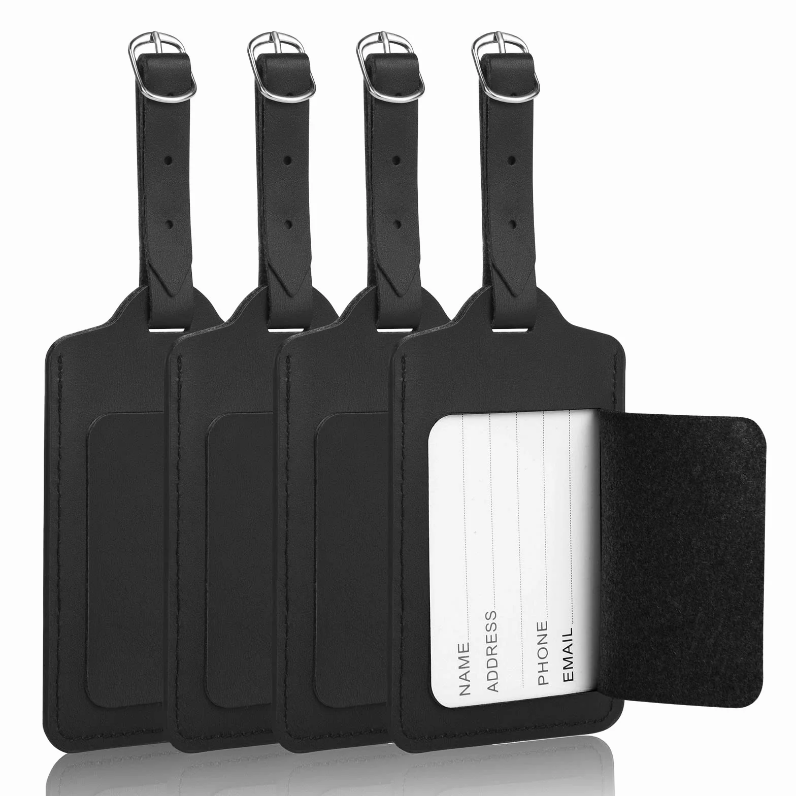 Flintronic 4PCS Étiquettes d'identification pour Bagages, Prévenir Perte Sacs Valises - Noir