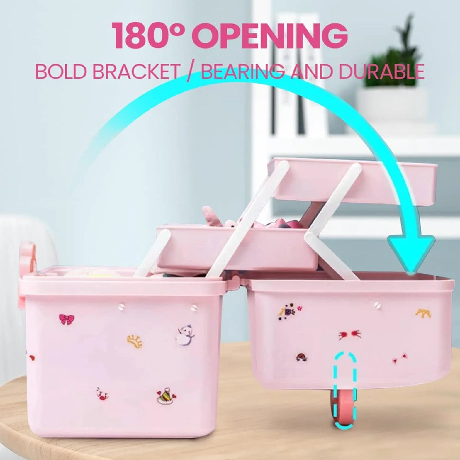 Boîte de rangement pour accessoires de cheveux enfants 3 couches étui à bijoux petite fille