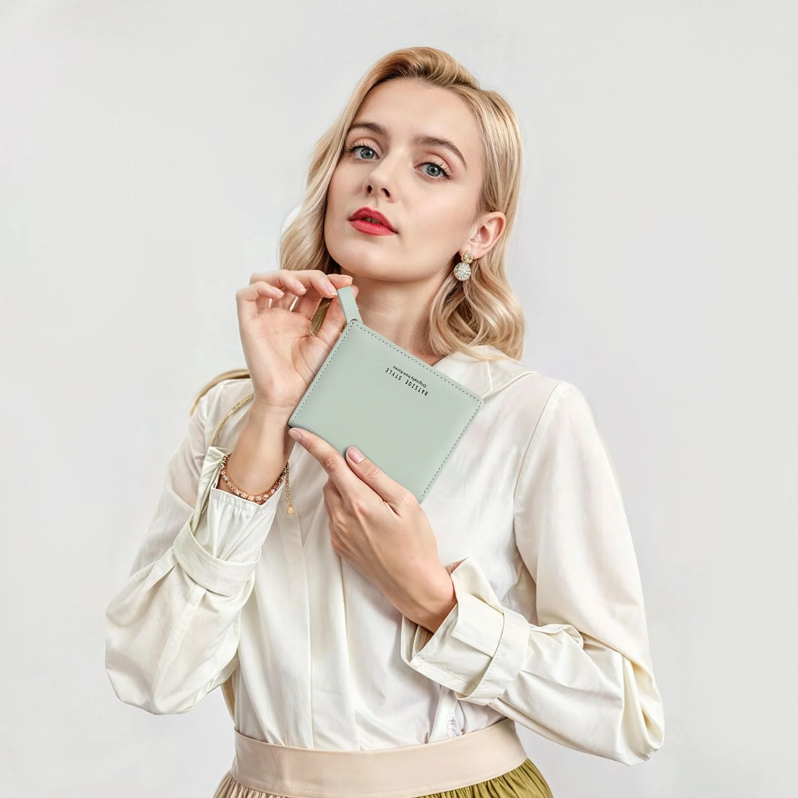 Portefeuille Femme Cuir Petit Porte Monnaie Slim avec Fermeture éclair Rose foncé