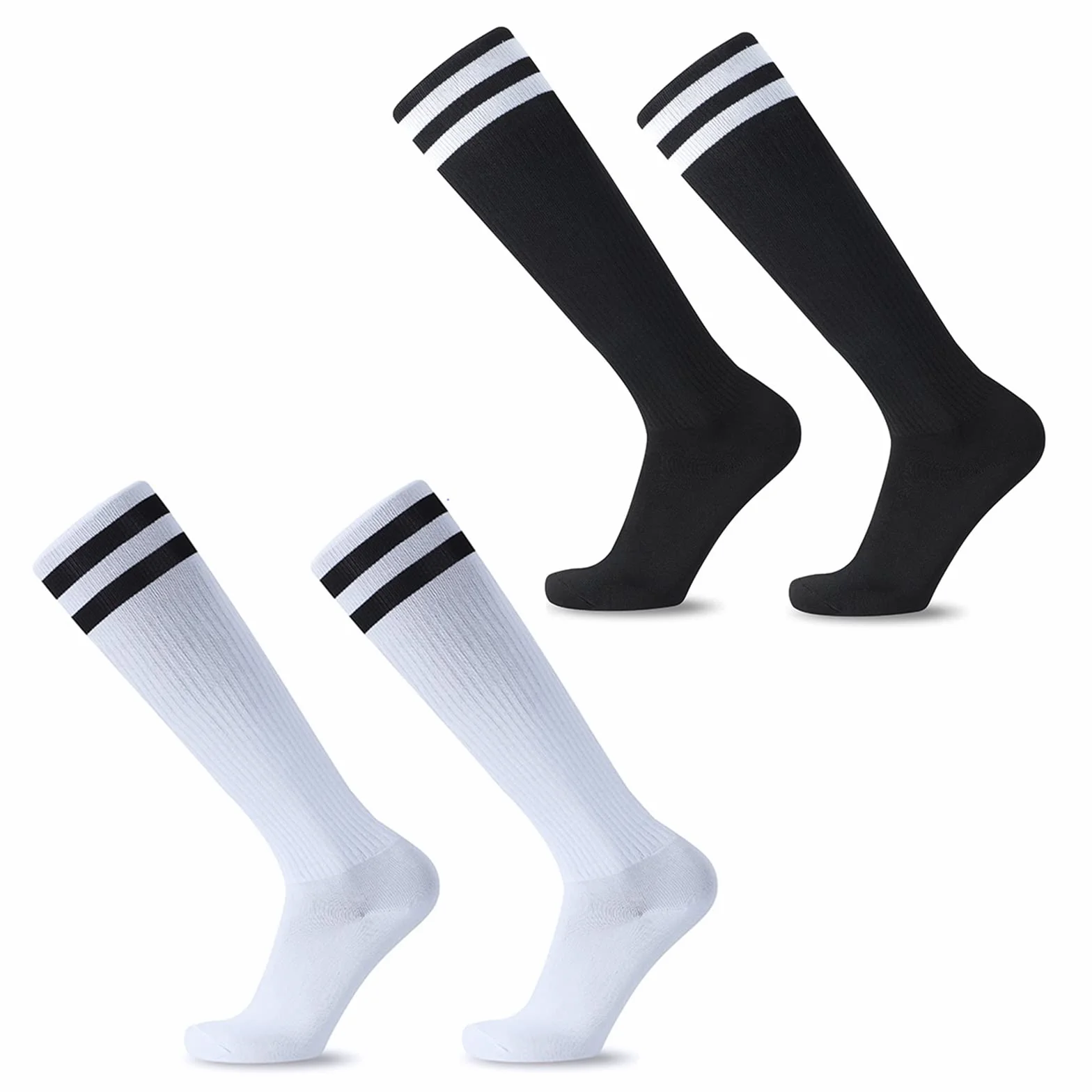 EQLEF Chaussette Foot Enfant, Chaussettes de Football Confortables à Section Mince pour Enfants, Respirantes et Élégantes pour Garçons et Filles 6-10 Ans