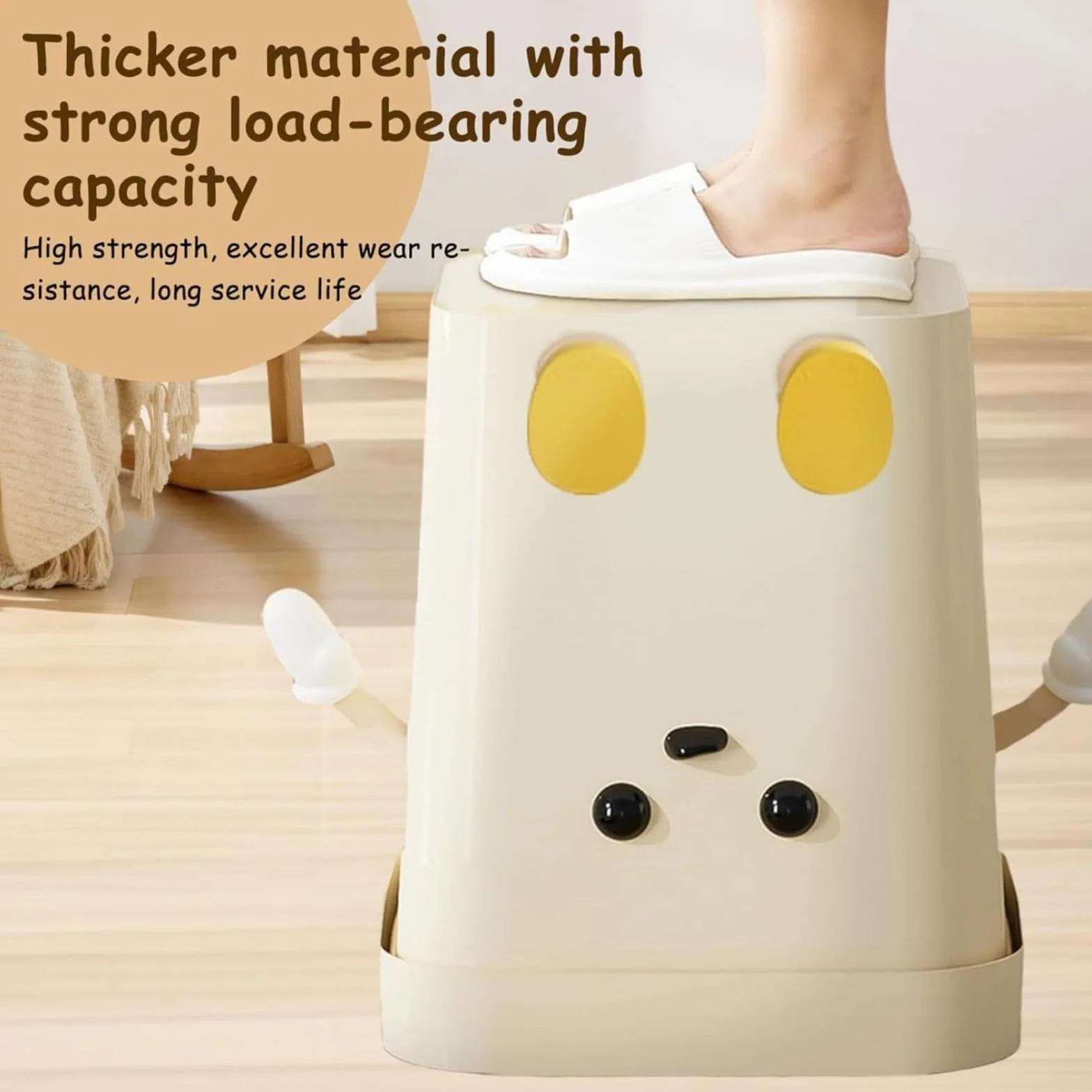 Poubelle mignonne en plastique 7l pp avec yeux mains jambes pour cuisine bureau chambre