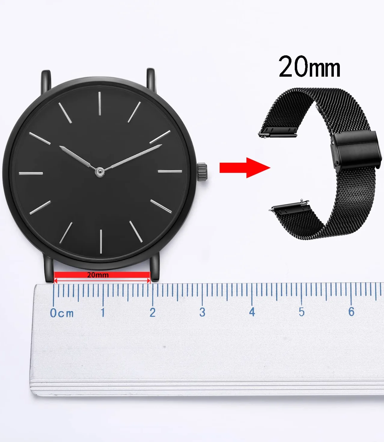 Bracelet de Montre Acier Inoxydable Libération Rapide 12-24mm
