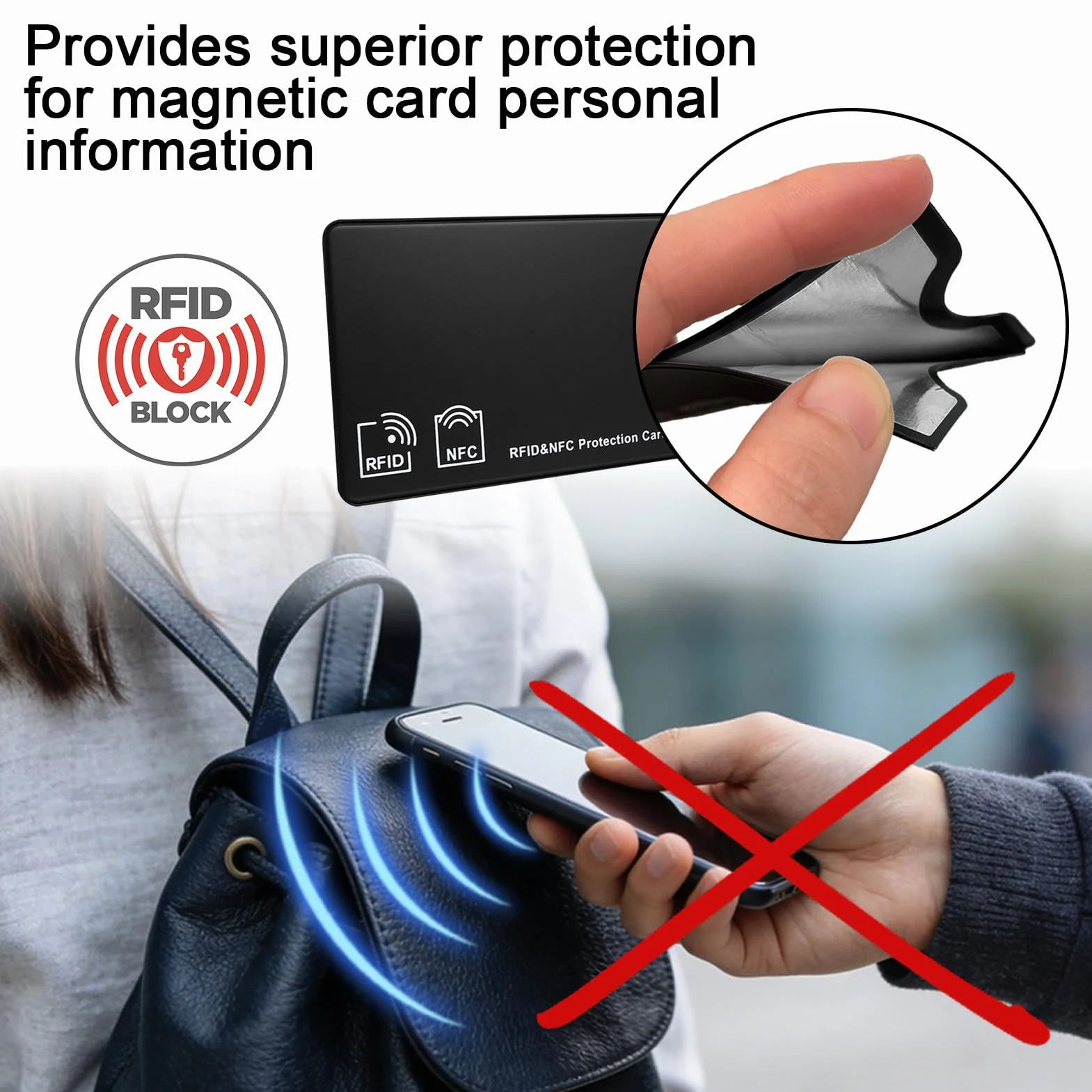 Lot de 6 Etui Protection Carte Bancaire Anti-RFID NFC Noir PVC