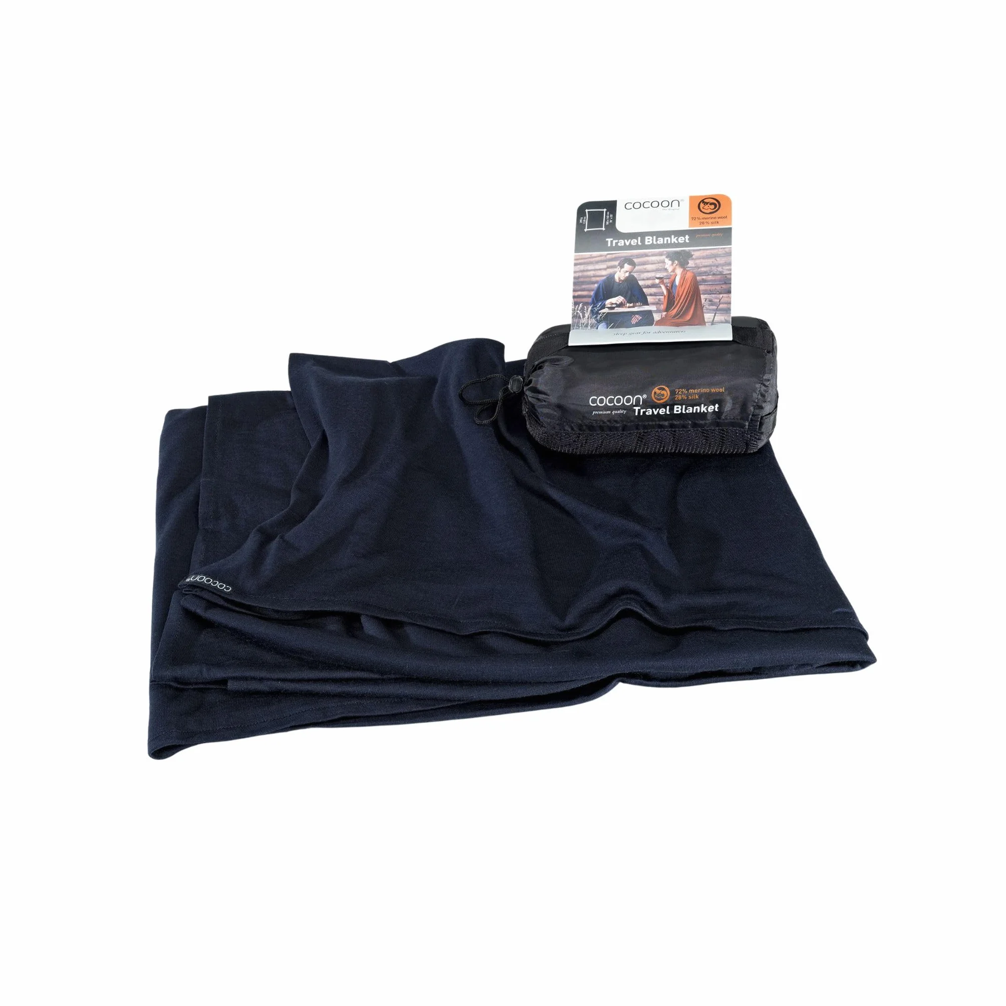 Cocoon Travel Blanket Merino Wool Silk Bleu Couverture