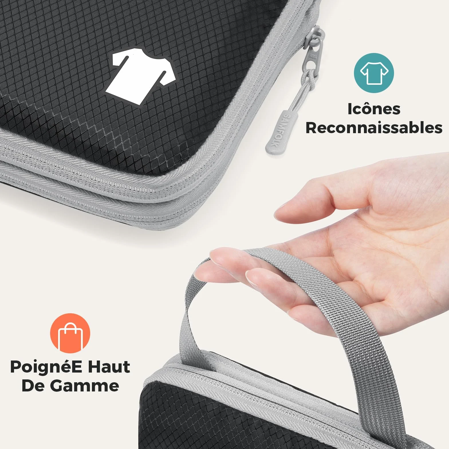 Packing Cubes Compression 8 pièces Organisateur Valise Rangement Voyage Sac à Dos