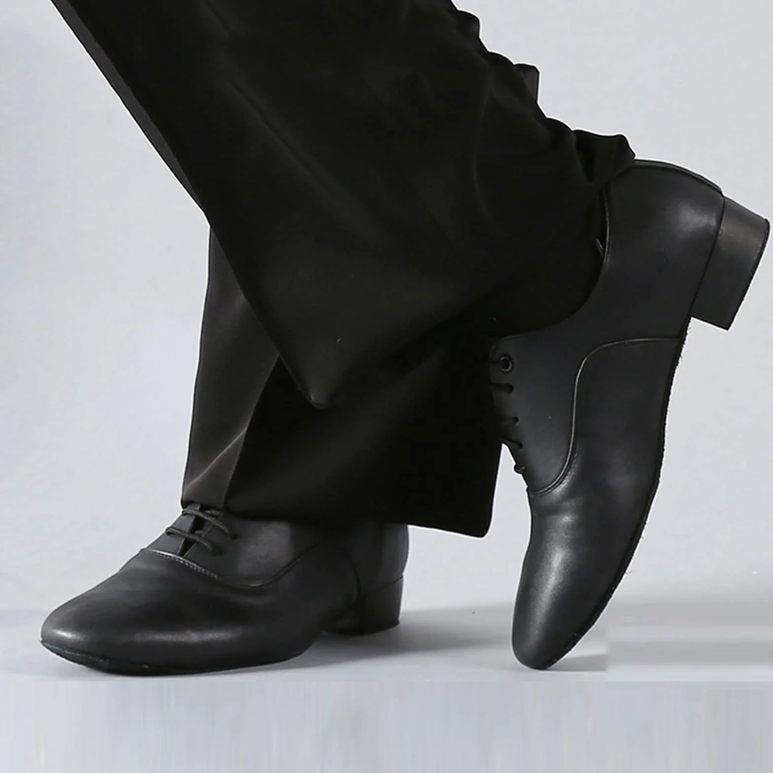 Chaussures Danse Hommes Cuir Oxford Latines Fond Souple Lacets Talon Bas