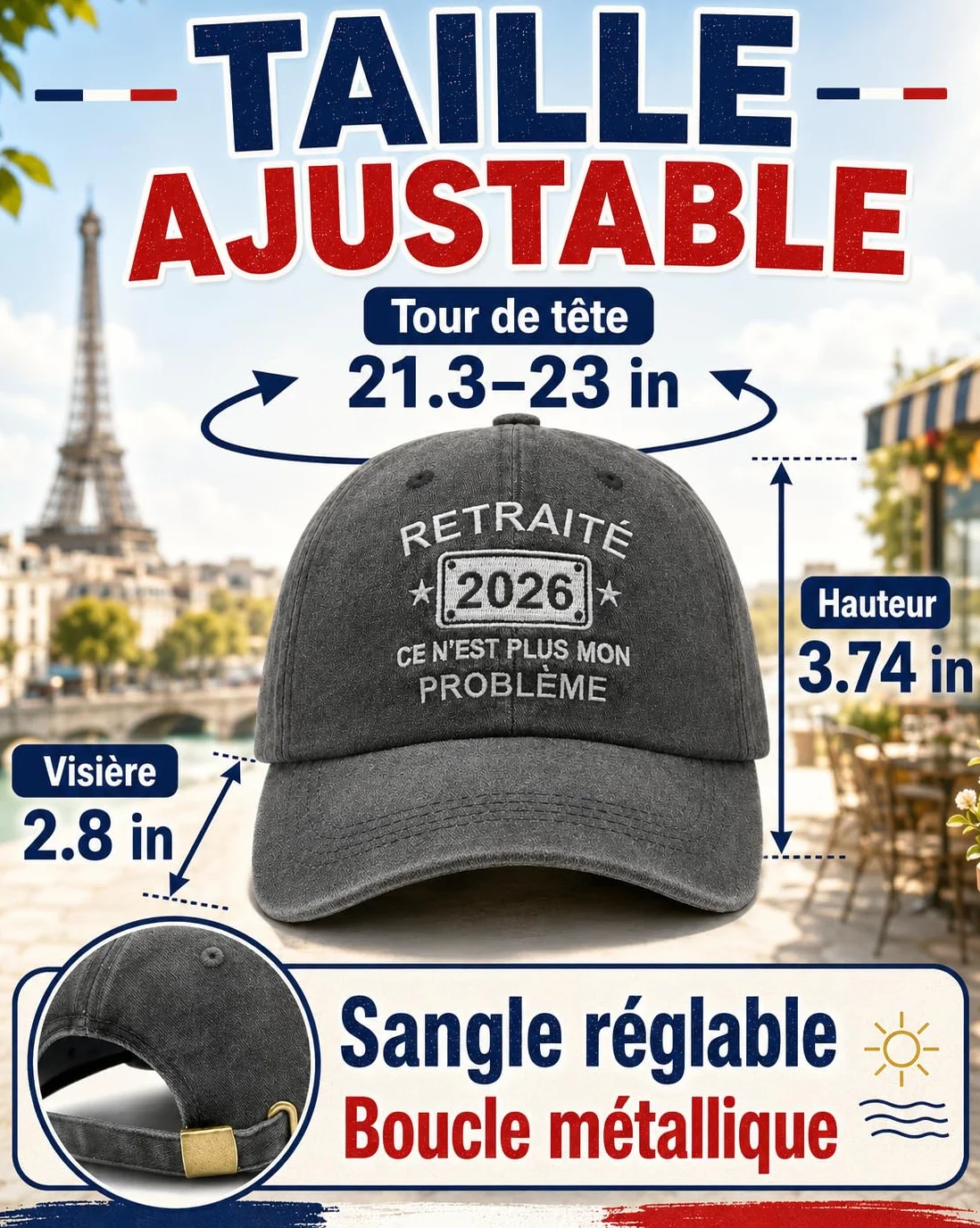 Casquette Retraité 2026 Délavée Vintage Réglable Cadeau Retraite Homme Femme