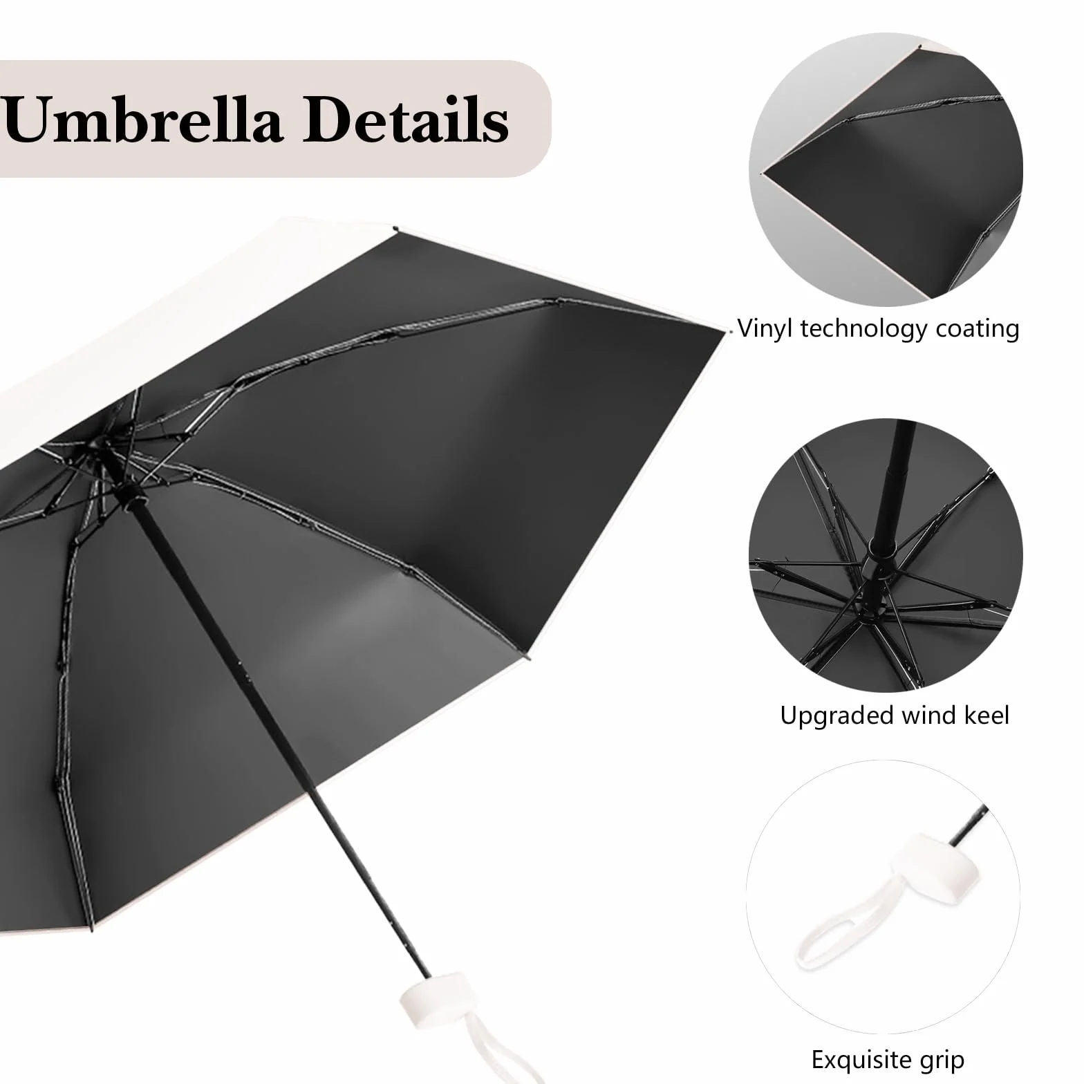 Mini Parapluie Pliant Anti UV, Parapluie de Voyage Compact Hommes Femmes