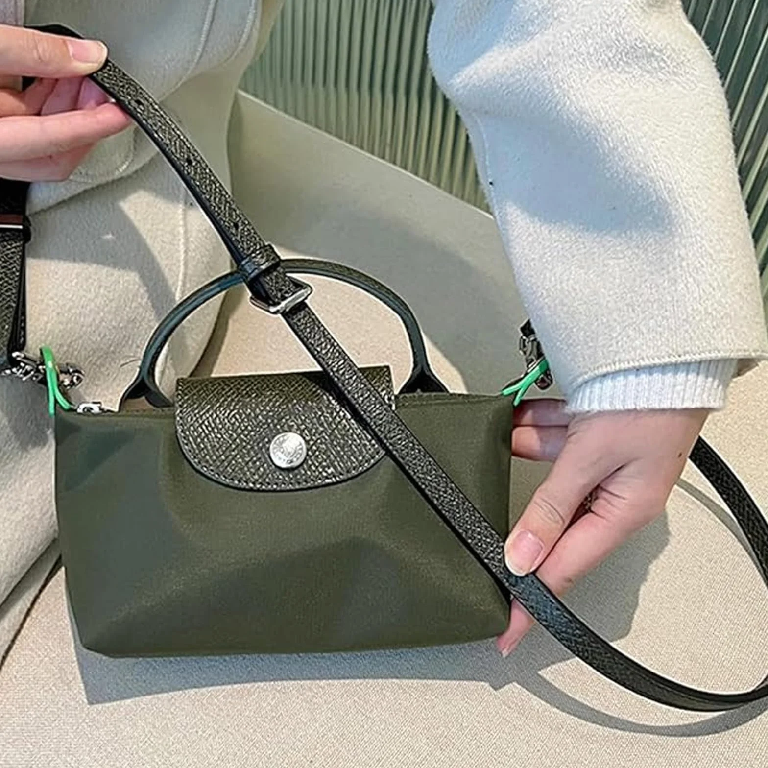 Bandoulière Compatible avec Longchamp, Bandoulière Sac Réglable, Vert Foncé