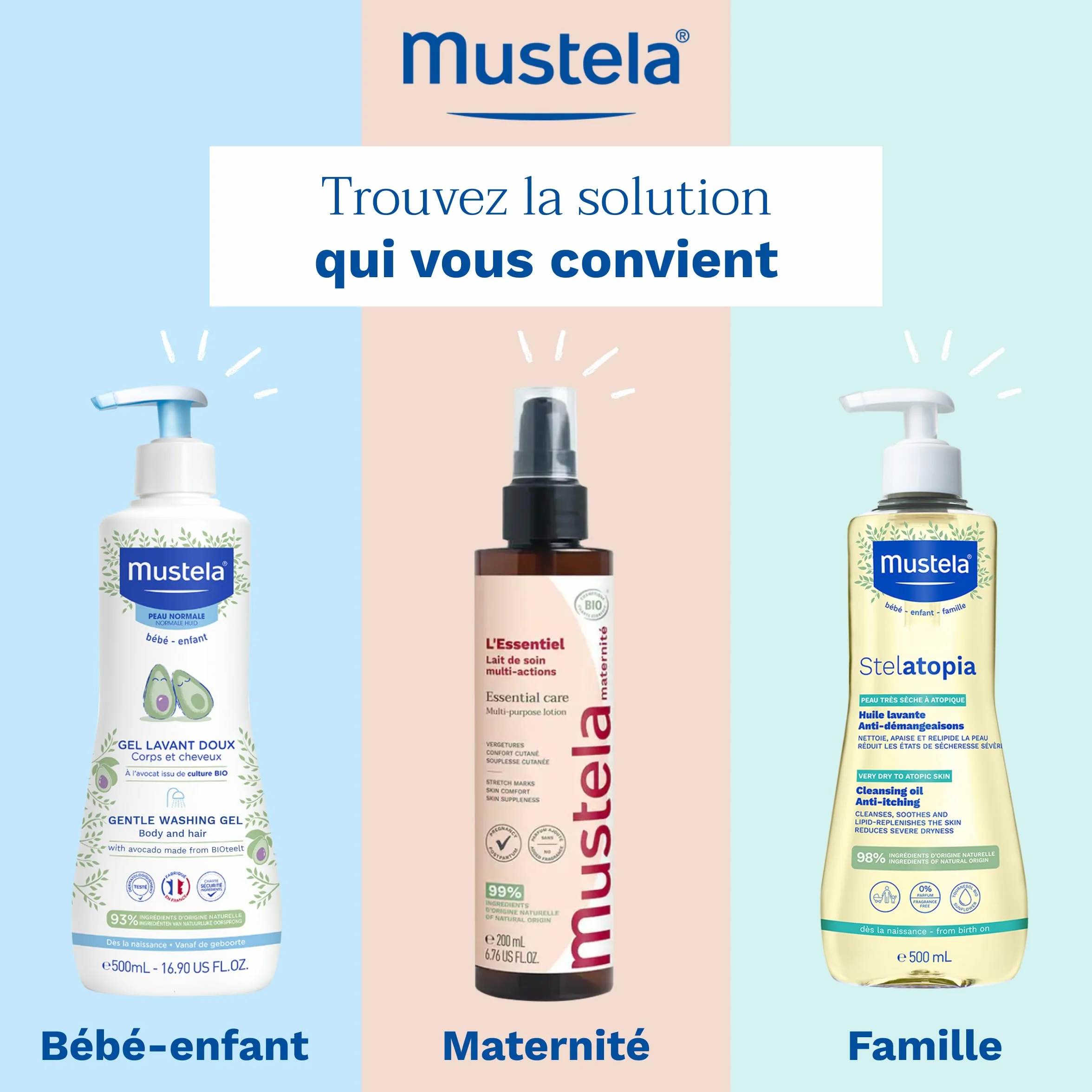 Mustela Shampoing Doux Bébé Nettoyage en Douceur Dès la Naissance Démêle Ne Pique pas les Yeux 95% Ingrédients Naturelle Shampooing Végan Peaux Normales